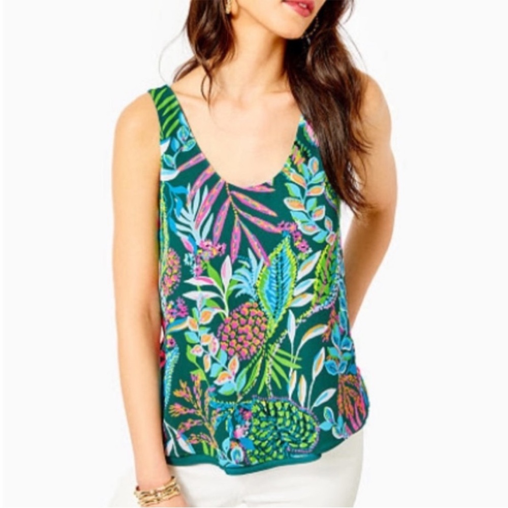 Women’s Size XXS Lilly Pulitzer Florin Reversible Tank Top Sunshine Jungle Green